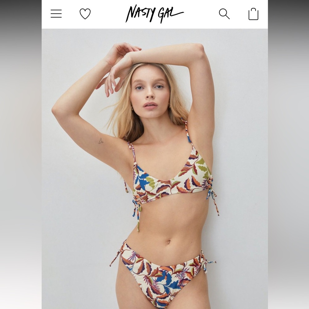 NastyGal tan patterned NWT Leaf Bikini